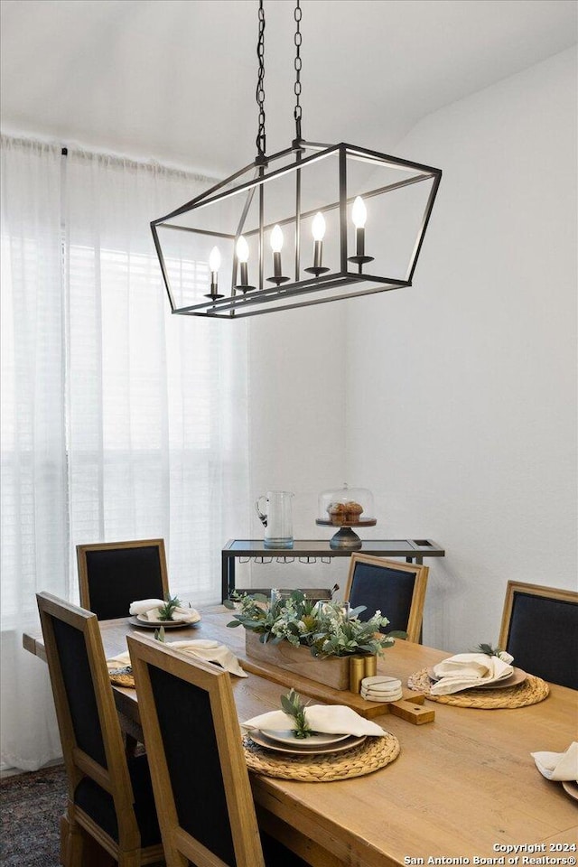 dining room with an inviting chandelier