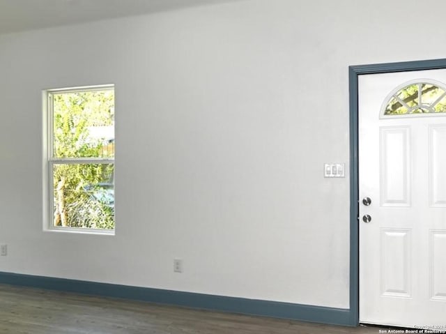 foyer with dark wood-type flooring