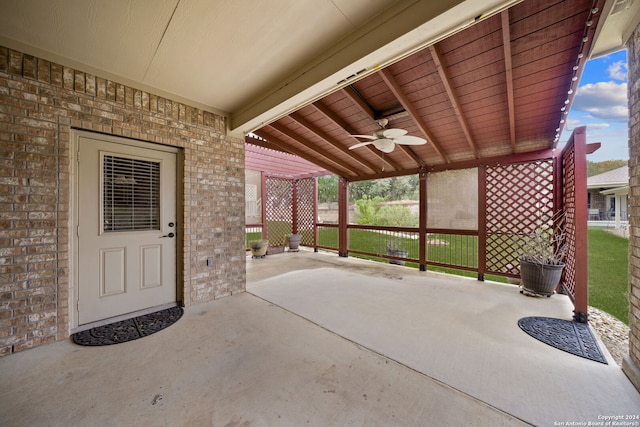 view of patio with ceiling fan