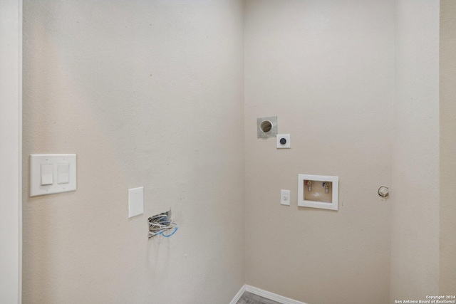 laundry area featuring hookup for an electric dryer, washer hookup, and gas dryer hookup