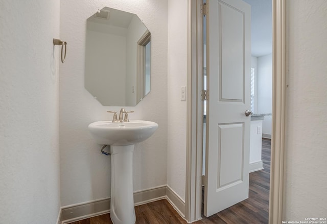 bathroom featuring wood-type flooring