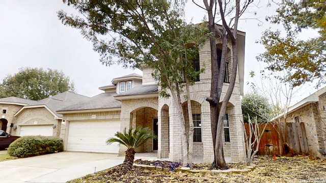 view of front of property with a garage