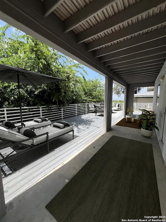 view of patio / terrace featuring a wooden deck