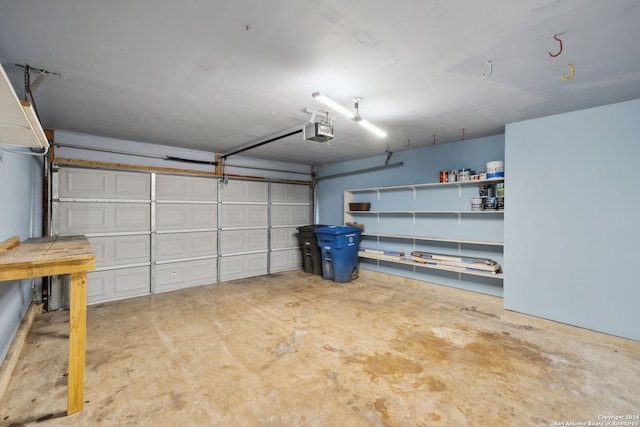 garage with a garage door opener