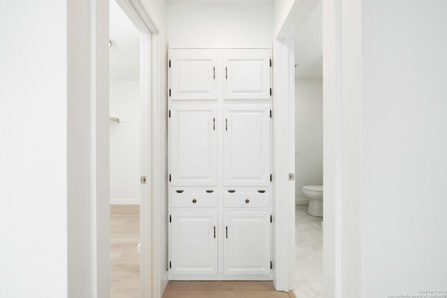 corridor with light hardwood / wood-style flooring