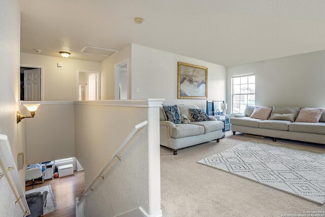 living room with hardwood / wood-style flooring