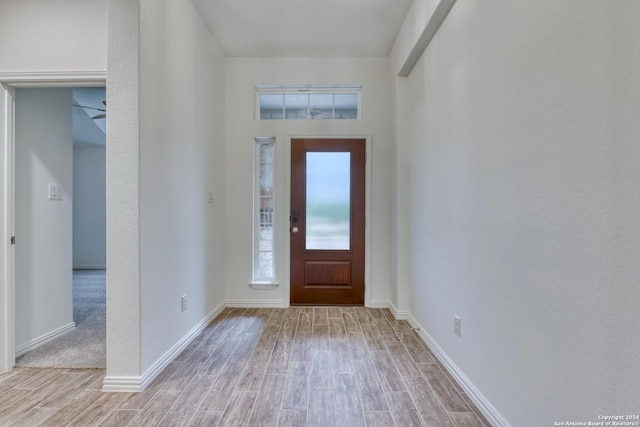 entrance foyer with light wood-type flooring