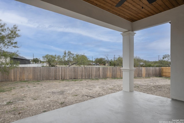 view of patio / terrace with ceiling fan