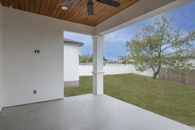 view of patio / terrace featuring ceiling fan