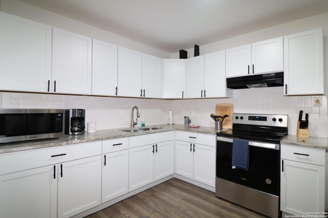 kitchen featuring white cabinetry, sink, and stainless steel appliances