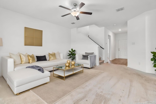 3146 Jackson Smt, Converse, TX 78109 - living area with stairs, ceiling fan, and recessed lighting