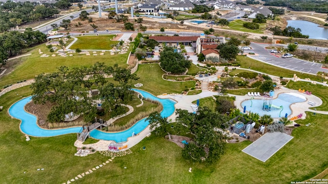 bird's eye view featuring a water view