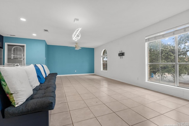 view of tiled living room