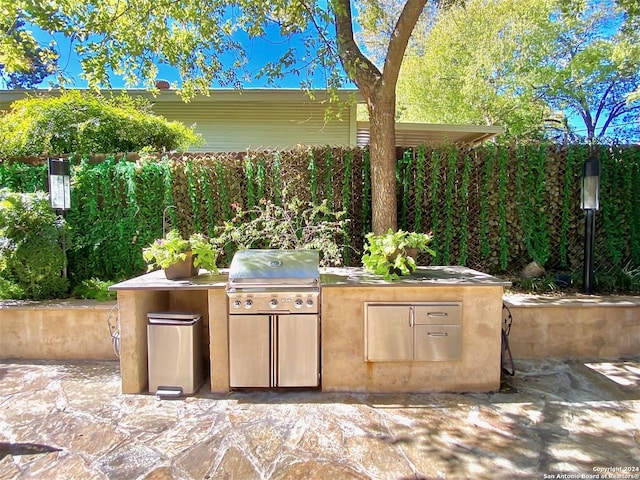 view of patio / terrace featuring grilling area and an outdoor kitchen