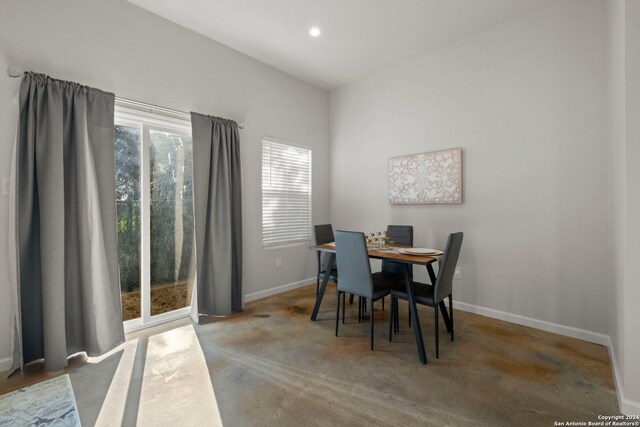 view of carpeted dining space