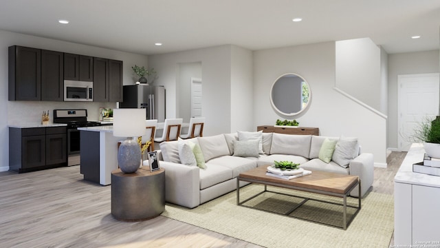 living room featuring light hardwood / wood-style flooring