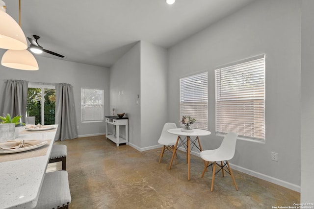 1002 Morningside Dr Unit 6, Terrell Hills, TX 78209 - dining space with ceiling fan and concrete flooring