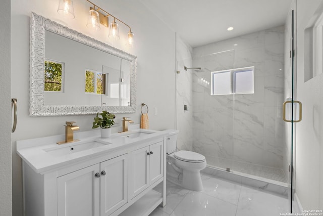 1002 Morningside Dr Unit 6, Terrell Hills, TX 78209 - bathroom featuring a shower with door, vanity, and toilet
