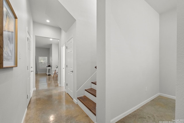 1002 Morningside Dr Unit 6, Terrell Hills, TX 78209 - stairway featuring concrete flooring, recessed lighting, and baseboards