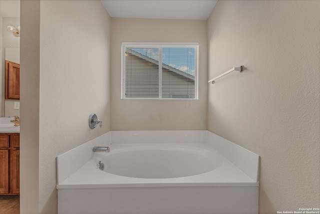 bathroom featuring vanity and a bathing tub