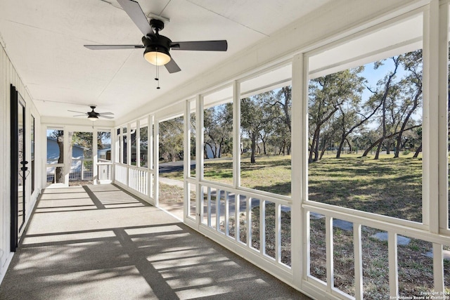 view of unfurnished sunroom