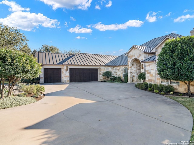 view of front of house with a garage