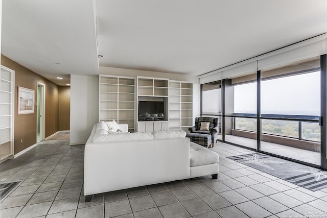 view of tiled living room