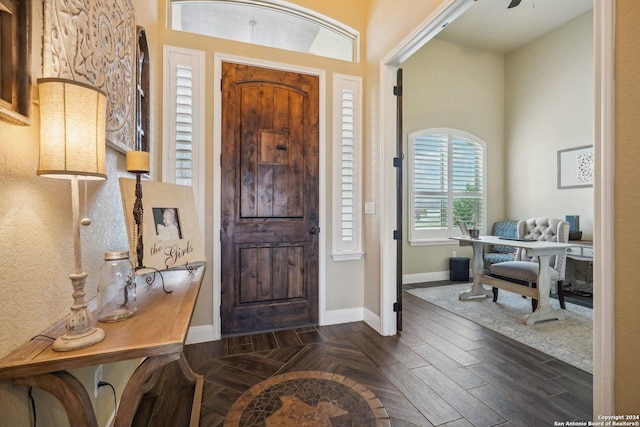 foyer featuring dark hardwood / wood-style flooring