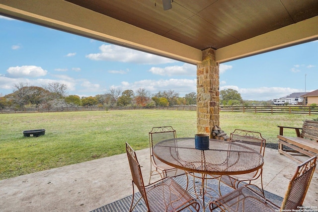 view of patio with a rural view