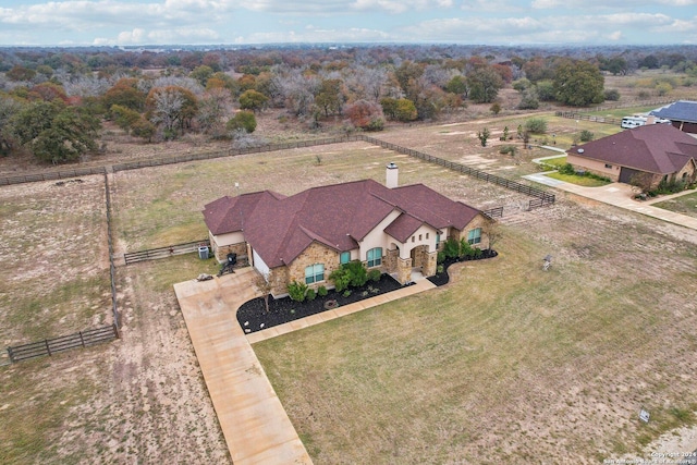 aerial view with a rural view