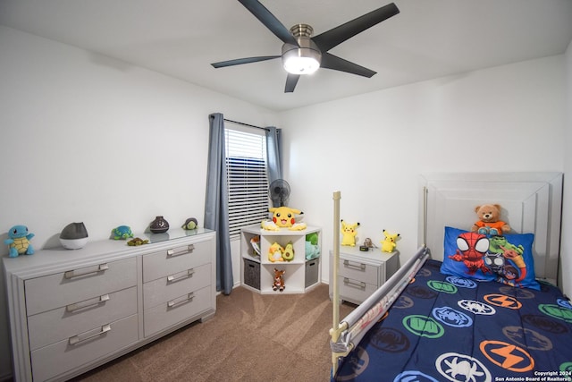 bedroom with carpet and ceiling fan