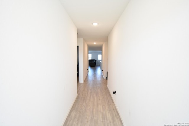 hall featuring light wood-type flooring