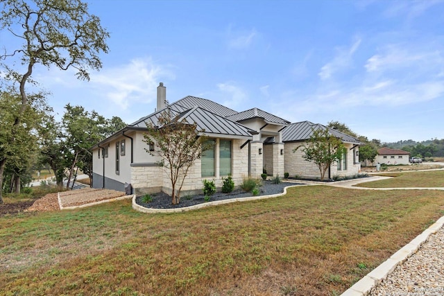 view of front of property with a front lawn