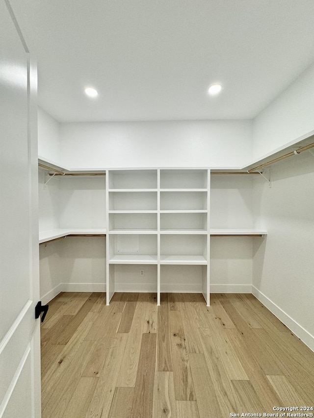 walk in closet featuring wood-type flooring