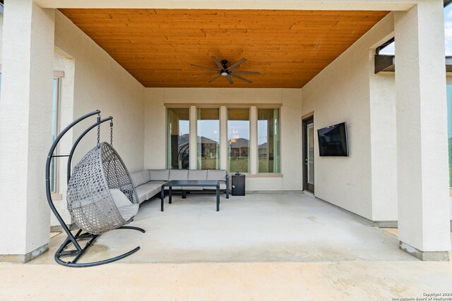 92 Simpatico, Boerne, TX 78006 - view of patio / terrace with ceiling fan