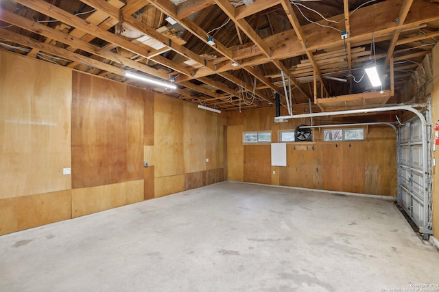 garage with wooden walls