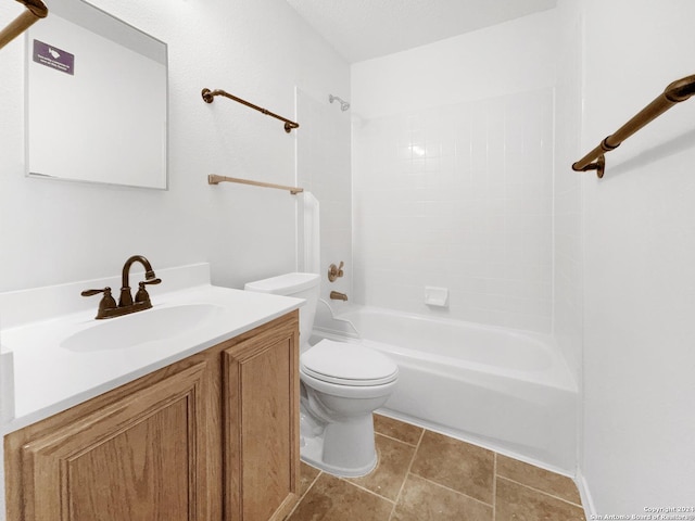 full bathroom featuring vanity, shower / bath combination, and toilet