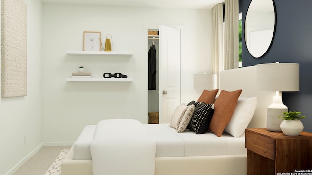 carpeted bedroom featuring a closet