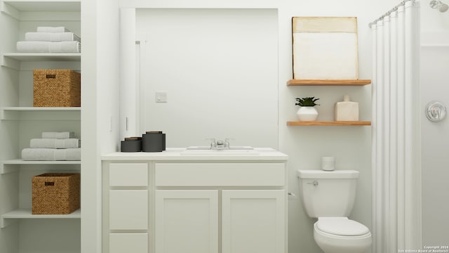 bathroom with vanity and toilet