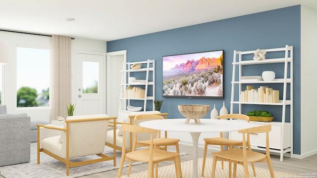 dining area with light hardwood / wood-style flooring