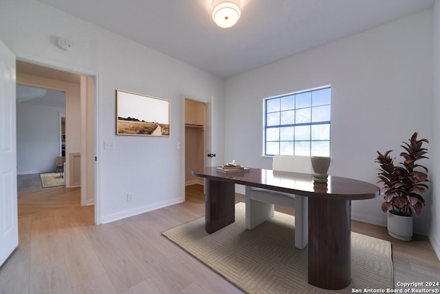 office area with light wood-type flooring