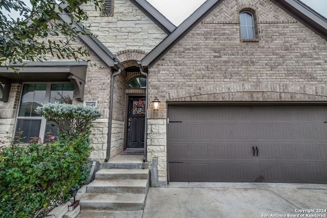 entrance to property with a garage