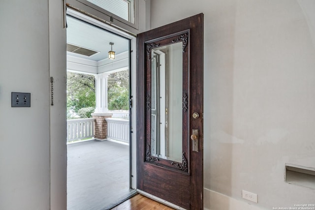 foyer featuring light hardwood / wood-style floors