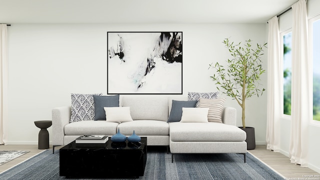 living room with wood-type flooring