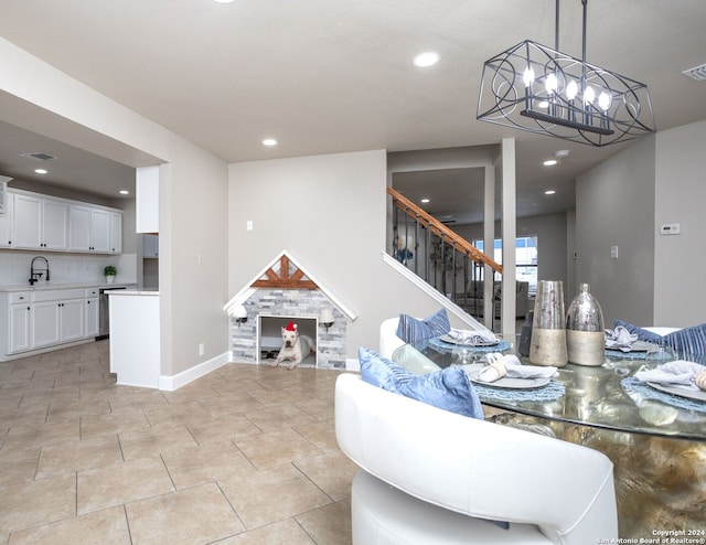 dining area with sink