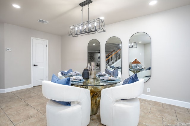 dining room with light tile patterned flooring