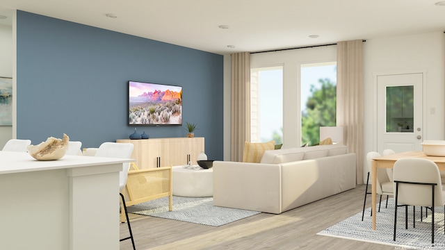 living room featuring light hardwood / wood-style flooring