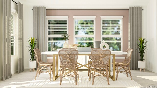 dining area featuring light hardwood / wood-style flooring