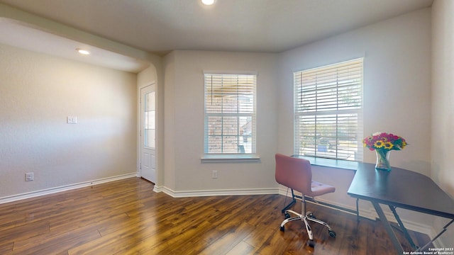 office area featuring dark hardwood / wood-style flooring