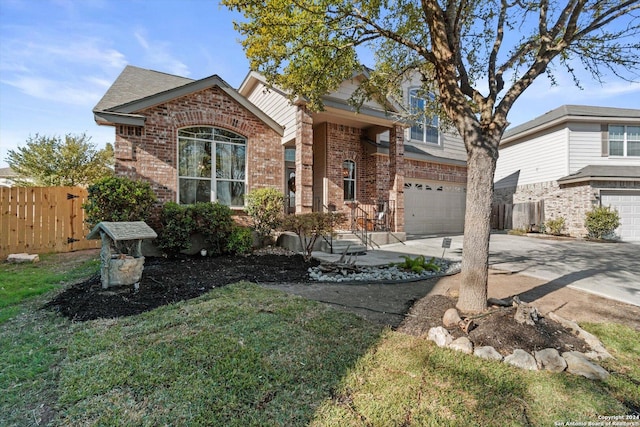 front of property with a garage